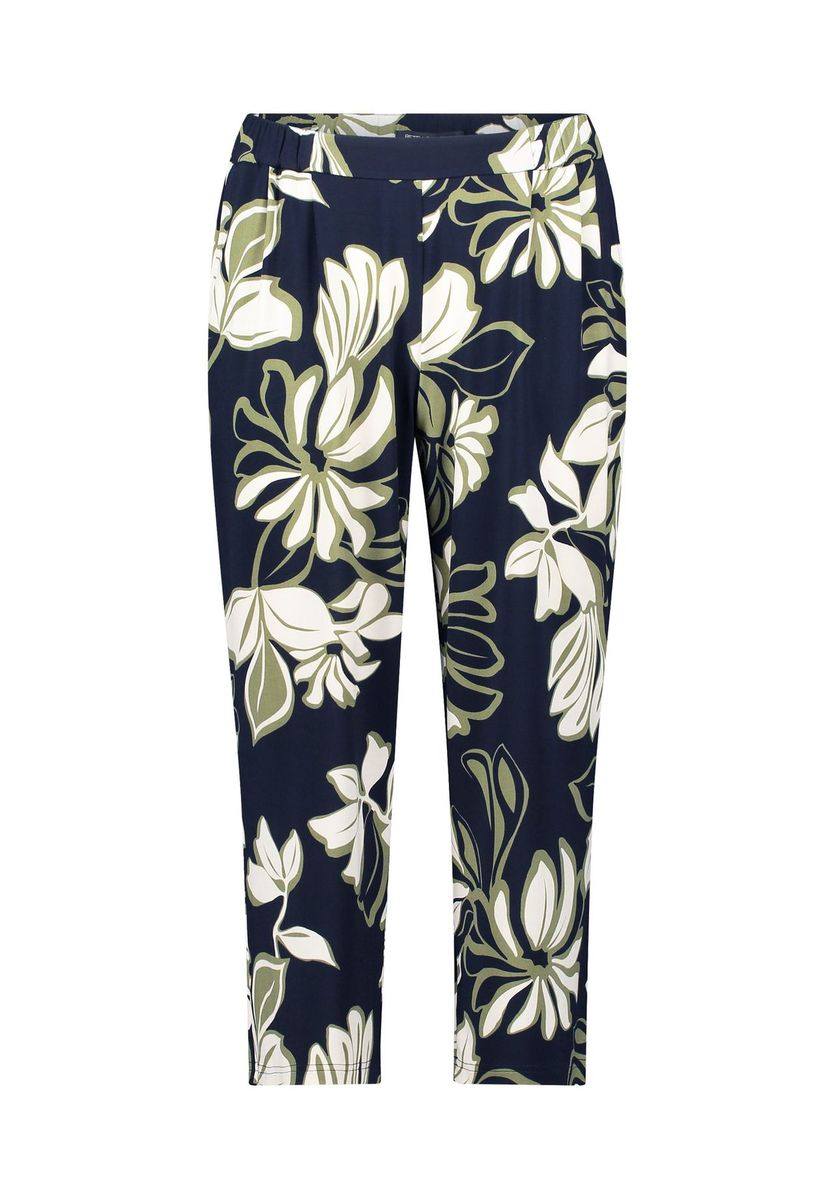 Schlupfhose mit Blumenmuster und Bundfalten
