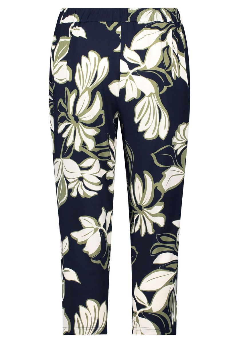 Schlupfhose mit Blumenmuster und Bundfalten