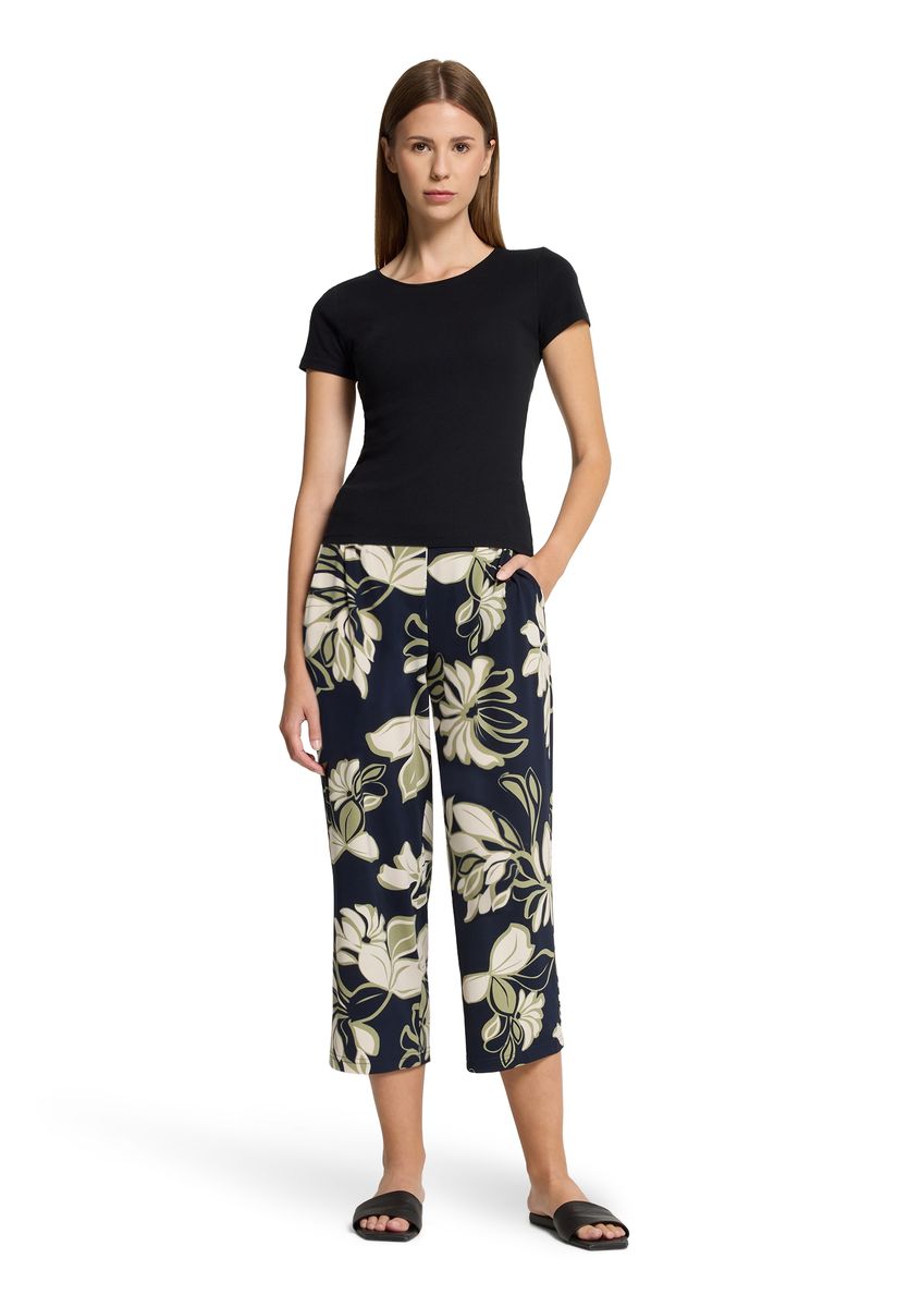 Schlupfhose mit Blumenmuster und Bundfalten