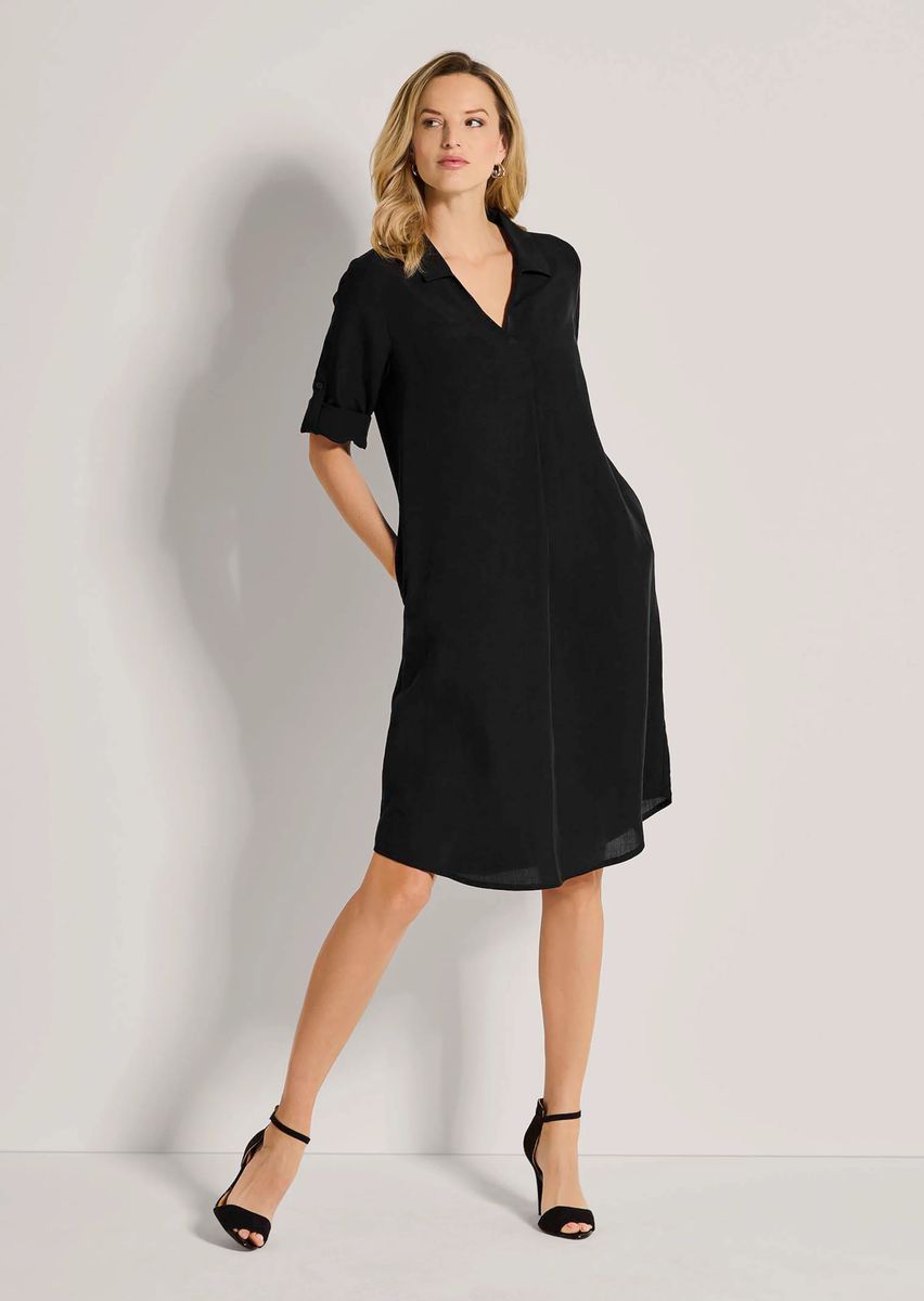 Minimalistisches Hemdblusenkleid mit Krempelärmeln