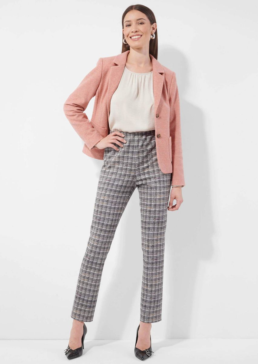 High-Waist Slim-Fit Karohose