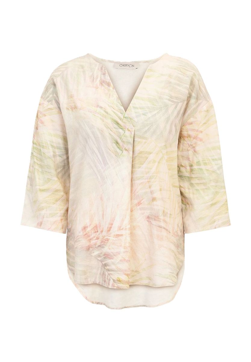 Leinenmischbluse mit Blumendruck