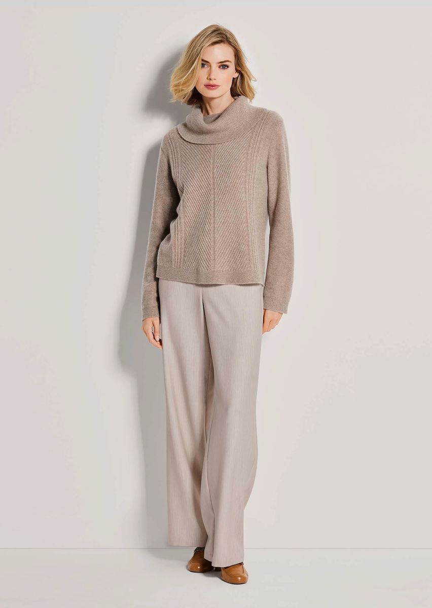Strukturierter Kaschmir-Pullover mit Capuchon-Kragen