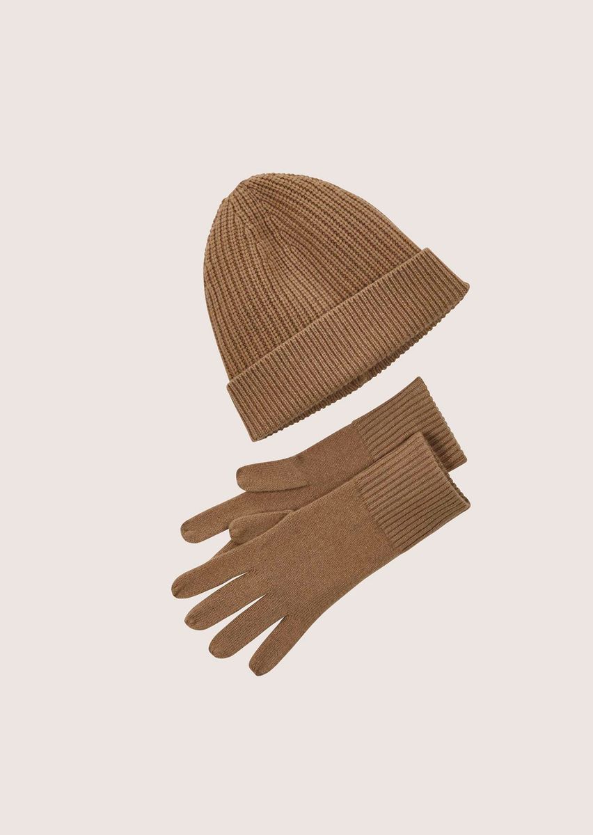 Set aus Kaschmir-Beanie und Handschuhen