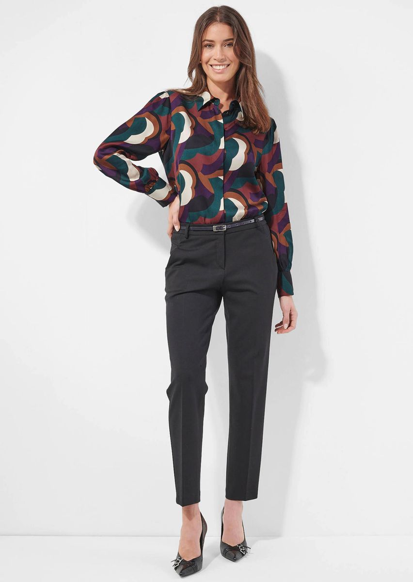 Hemdbluse mit grafischem Satin-Print