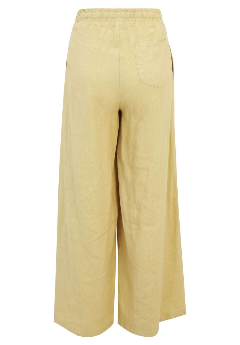 Damen Stoffhose mit weitem Bein aus Leinen