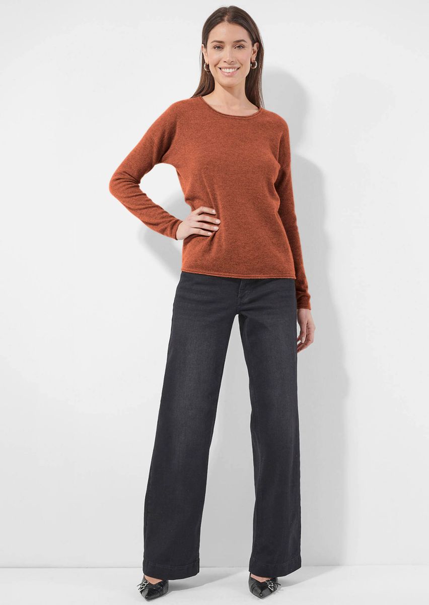 Reiner Kaschmirpullover mit Rollkanten