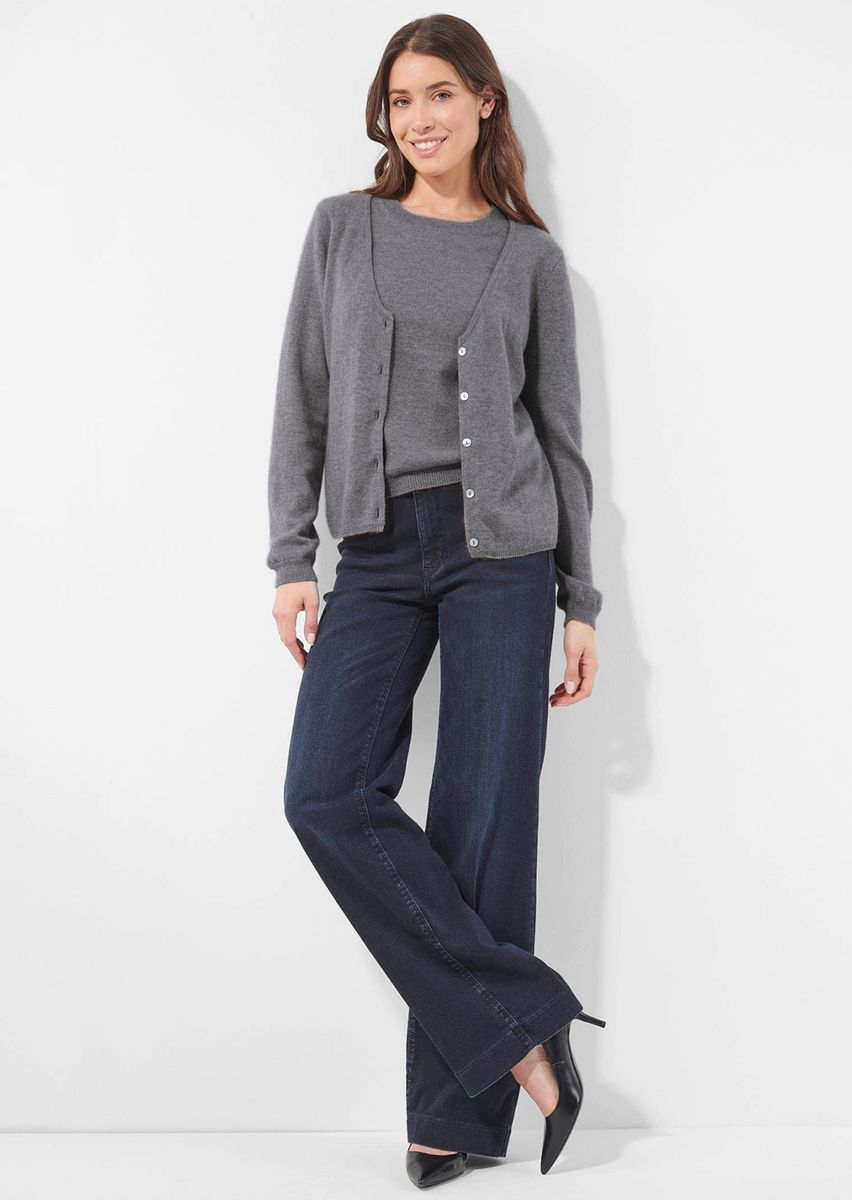 Kaschmir-Strickjacke mit V-Ausschnitt