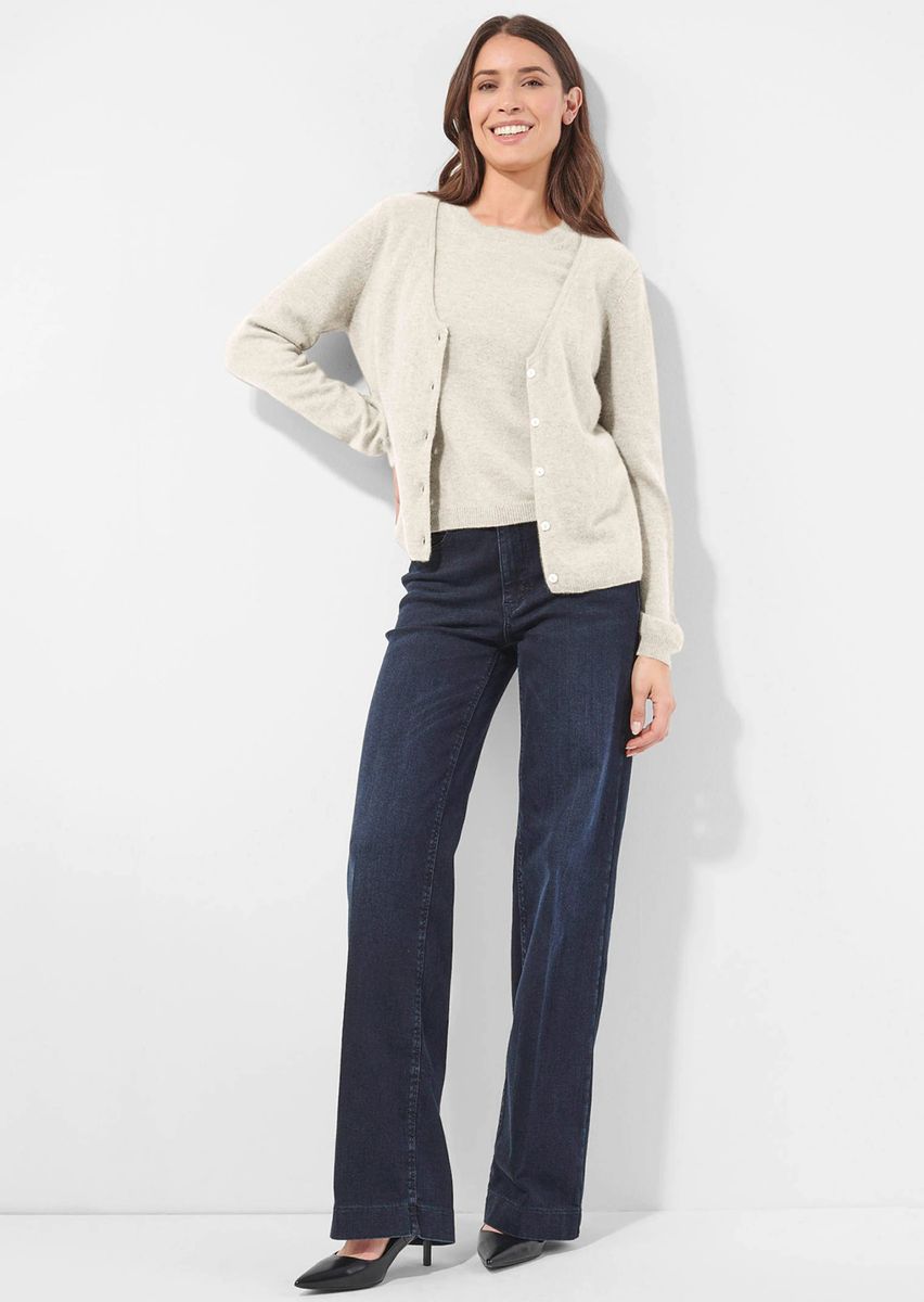 Elegante Kaschmir-Strickjacke mit V-Ausschnitt