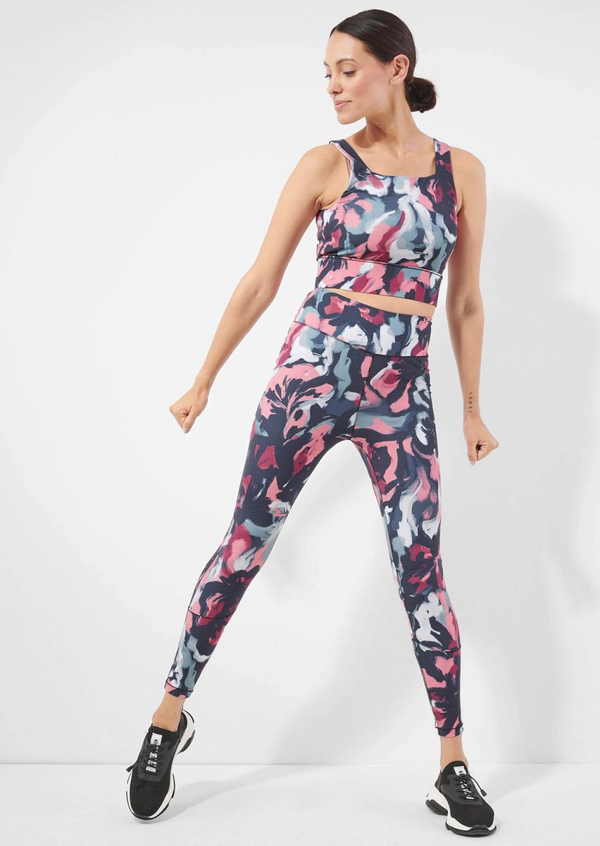Kurzes Sport-Top mit abstraktem Print