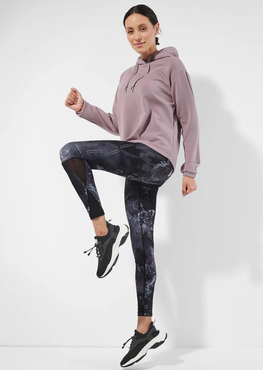 High-Waist Performance-Hose mit Galaxy-Print