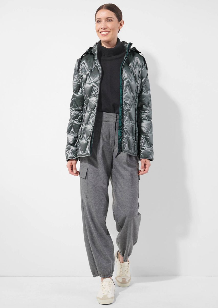 Gesteppte Pufferjacke mit Metallic-Effekt