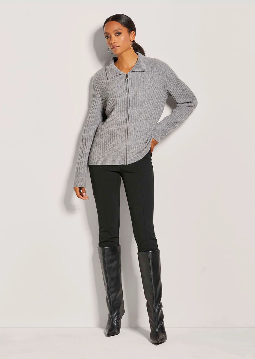 Rippstrick-Cardigan mit Kaschmir-Anteil