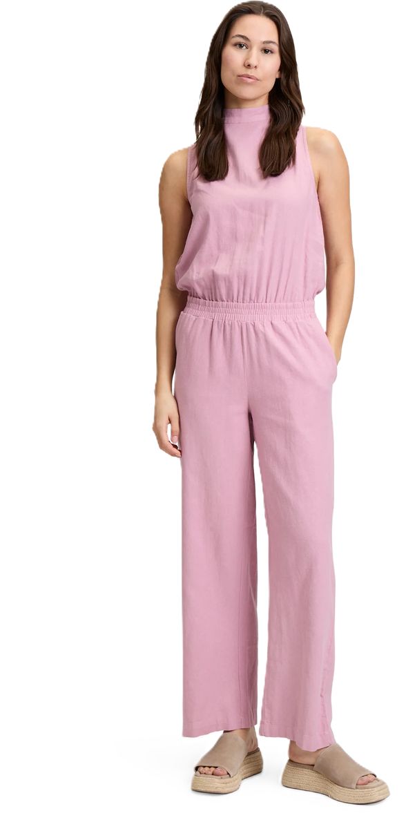 CARTOON Jumpsuit, Stehkragen, Leinenanteil, für Damen, lila, 34