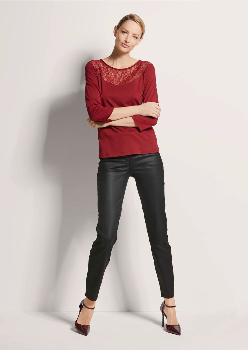 3/4-Arm Shirt mit Spitzeneinsatz