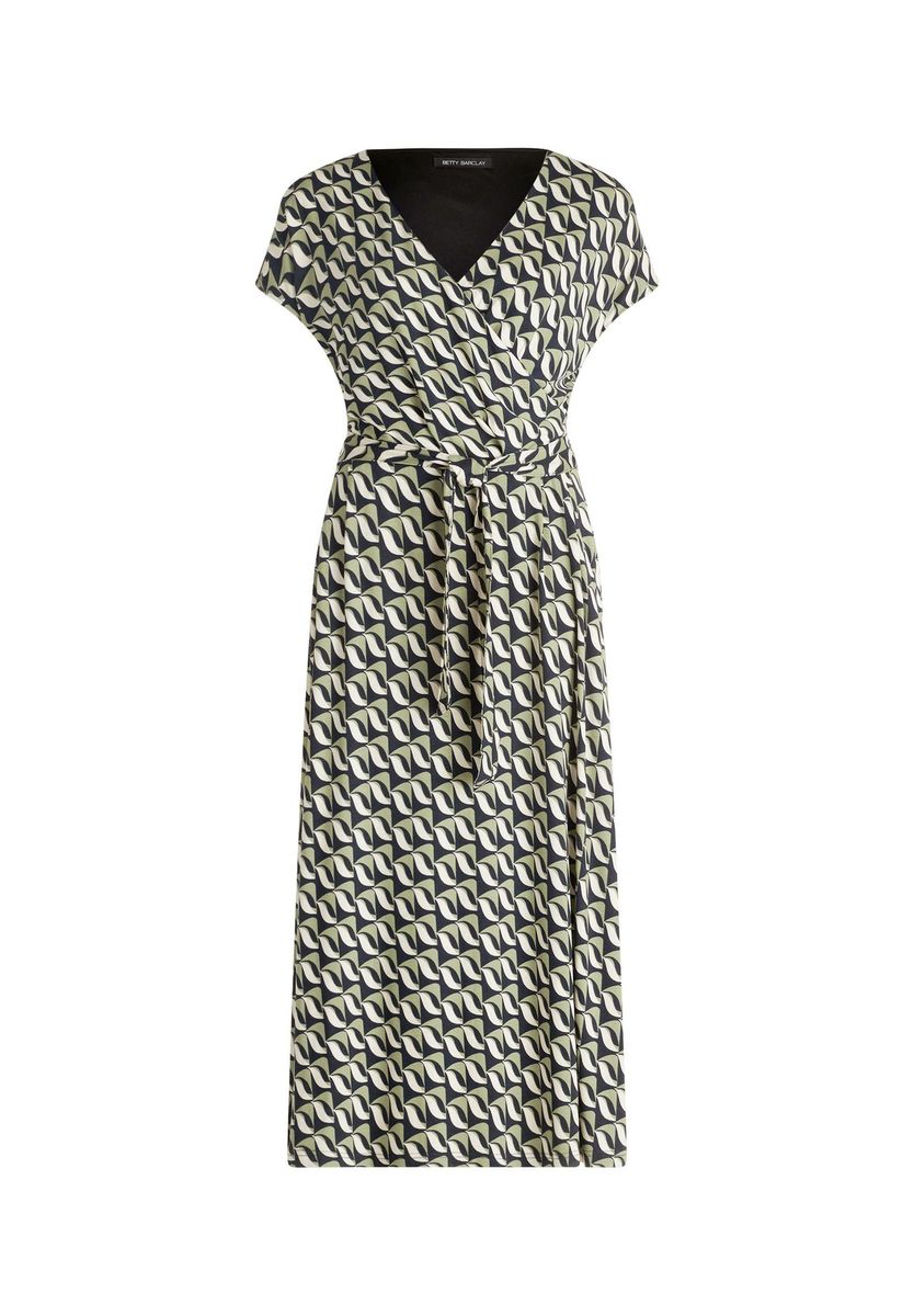 Jersey-Wickelkleid mit geometrischem Muster