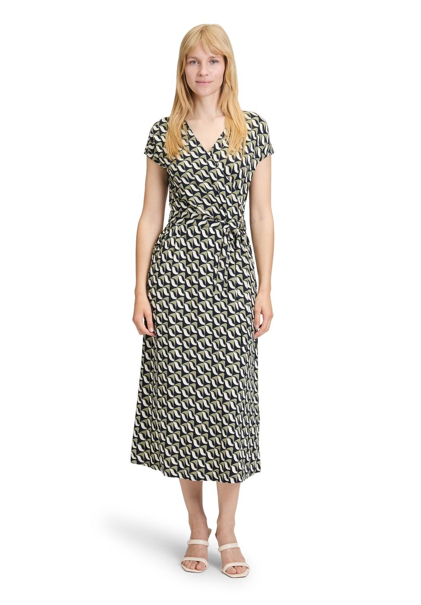 Jersey-Wickelkleid mit geometrischem Muster