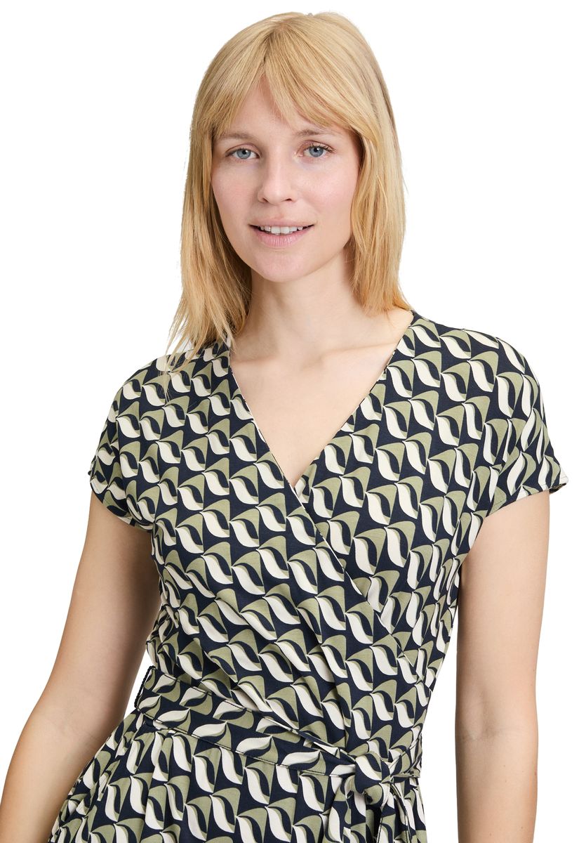 Jersey-Wickelkleid mit geometrischem Muster