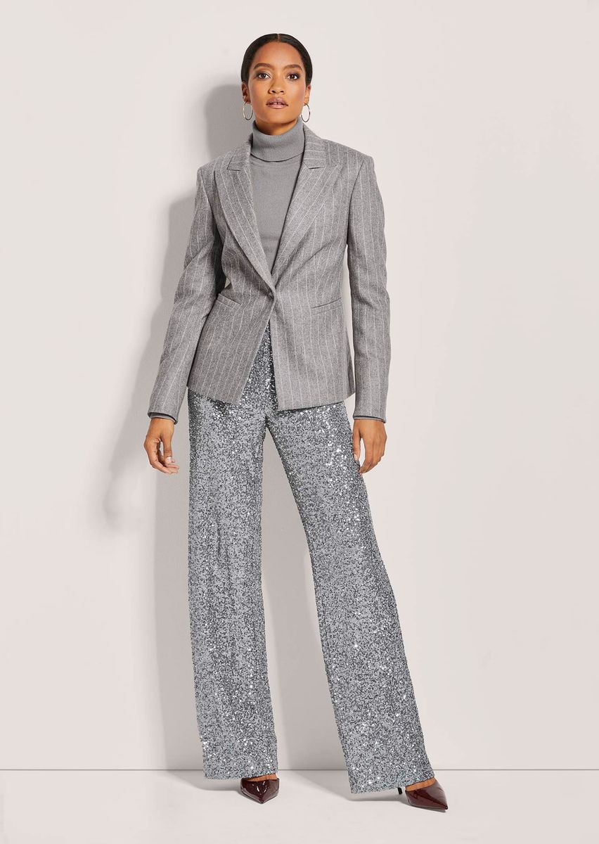 Taillierter Nadelstreifen-Blazer aus Wollmischung