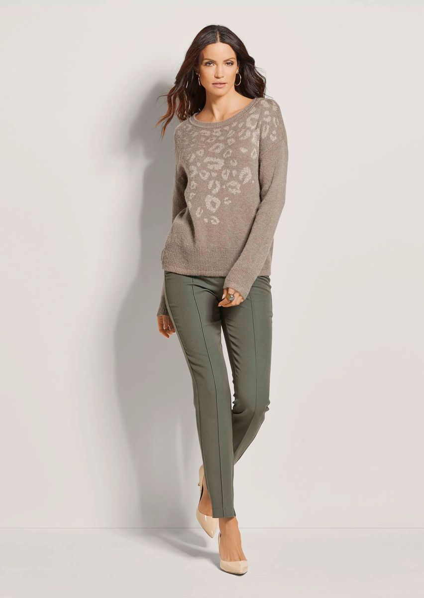 Schimmernder Leopard-Intarsien-Pullover
