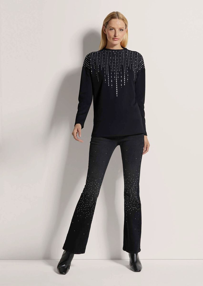 Sweatshirt mit Strass-Verzierung und Stehkragen