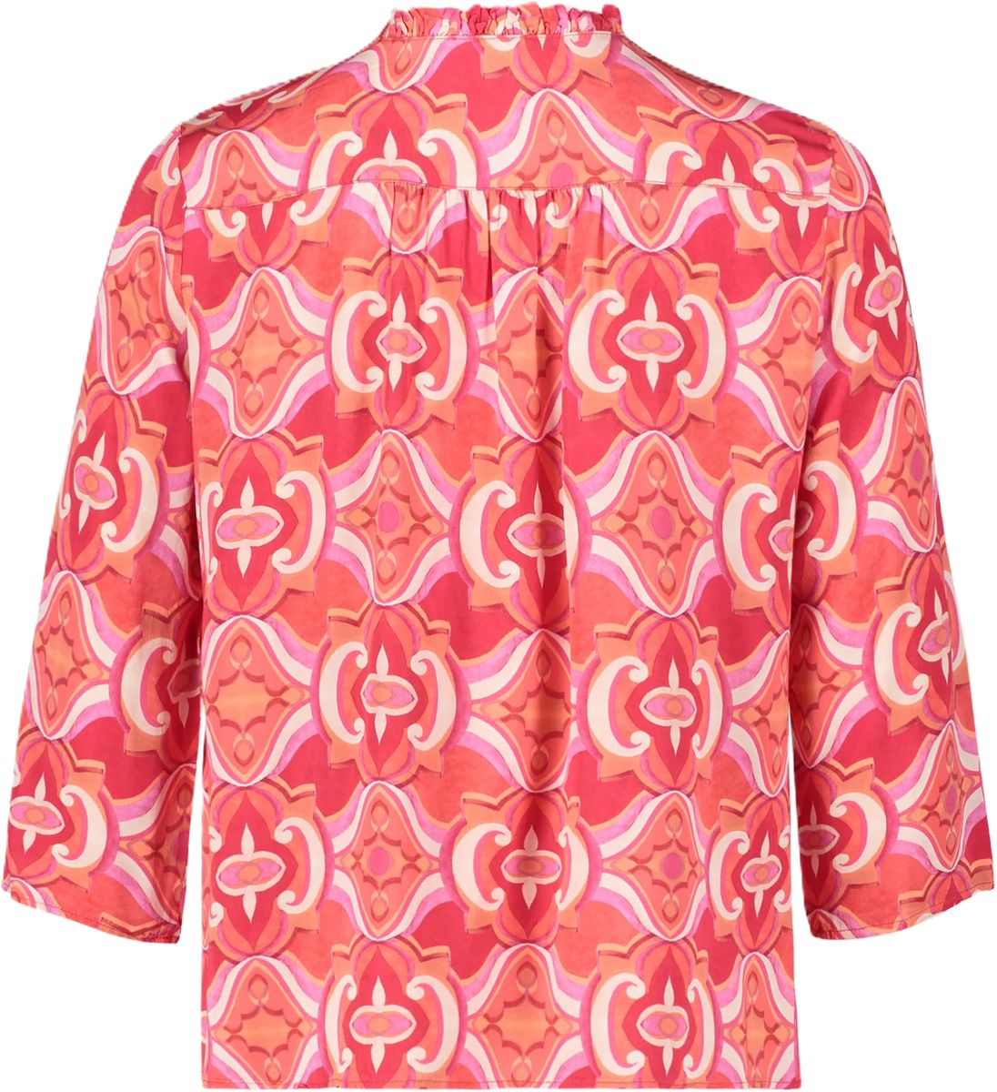 CARTOON Shirtbluse, Schlüsselloch-Ausschnitt, 3/4-Arm, für Damen, rot|pink, 34