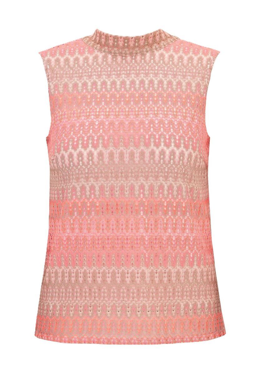 Pink & Beige Ärmelloses Zickzack-Top