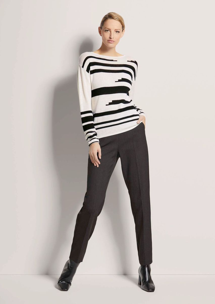 Grafischer Intarsien-Pullover aus Schurwolle