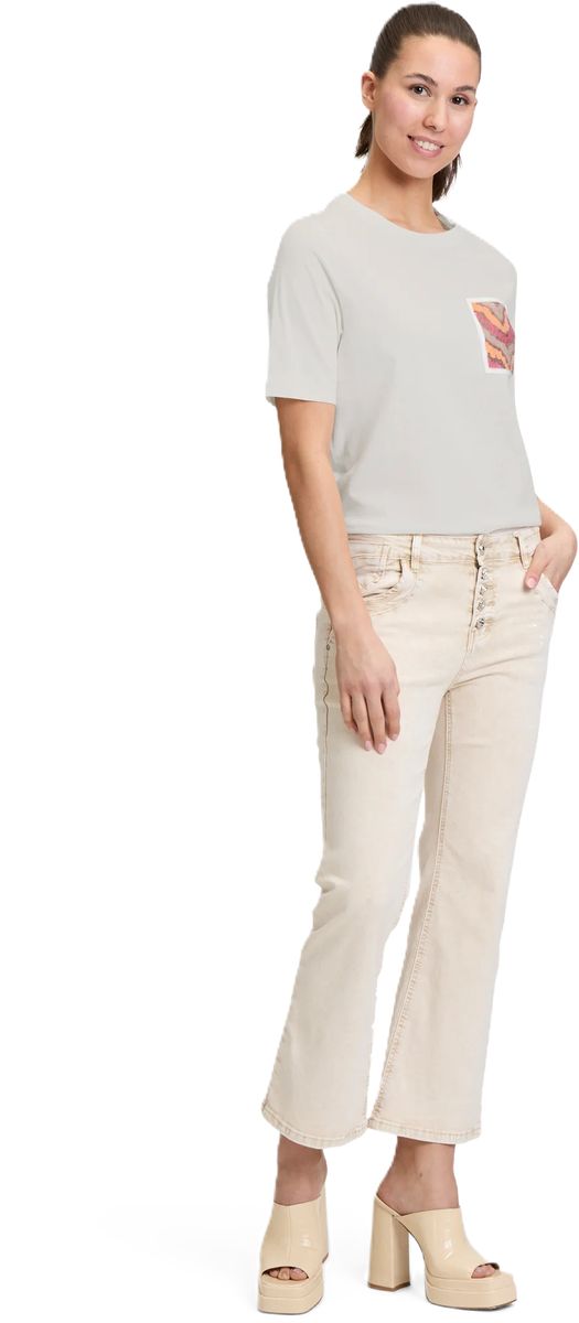 CARTOON T-Shirt, Halbarm, Pailletten, für Damen, weiß, 34