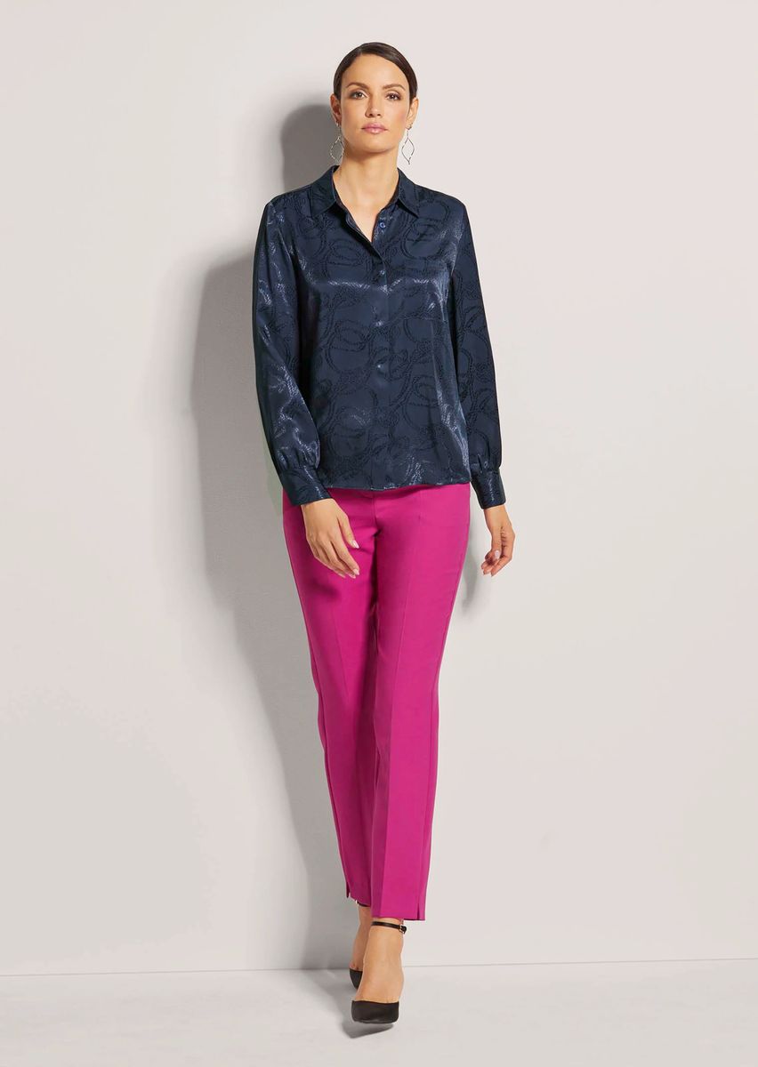 Satin-Hemdbluse mit Jacquard-Dessin