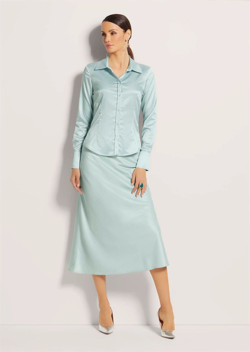 Taillierte Satin-Hemdbluse