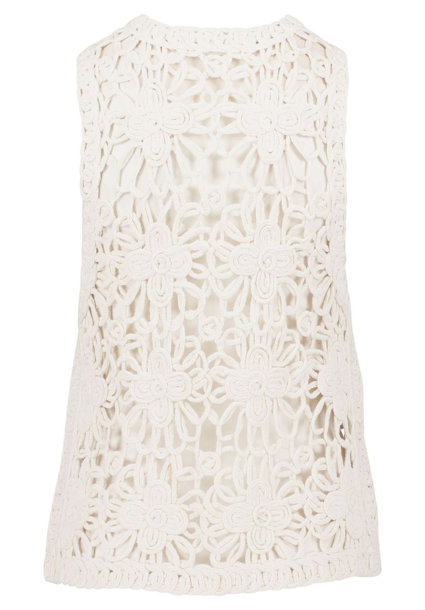 Gehäkelte Weste ohne Verschluss mit Blumendetail