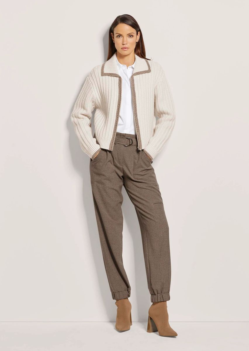 Struktur-Strickjacke mit Cashmere und Zipper