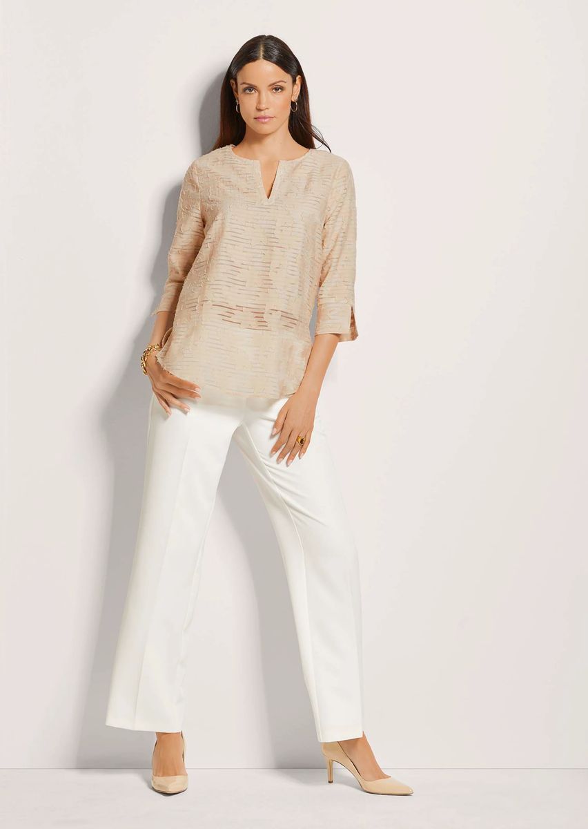 Transparente Ausbrenner-Bluse mit V-Ausschnitt