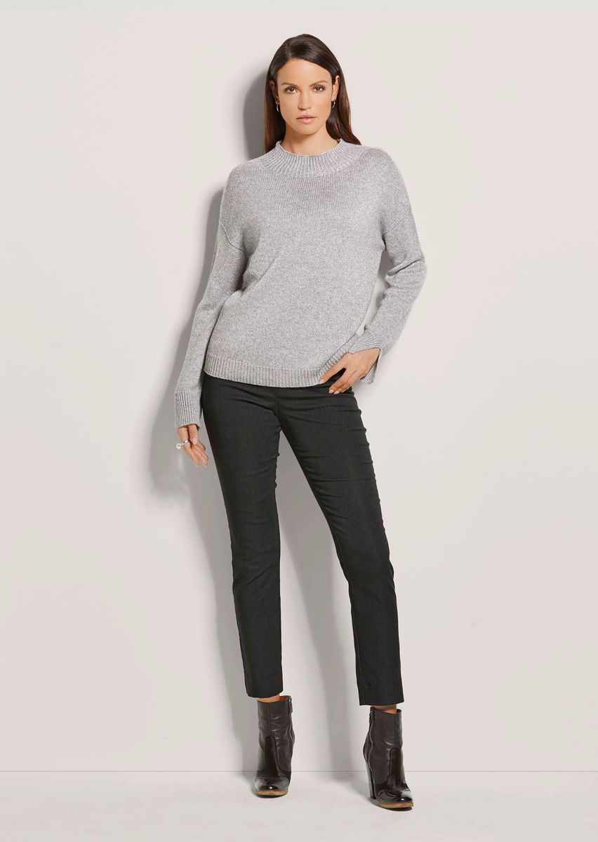 Kurzer Glanz-Pullover mit Stehkragen