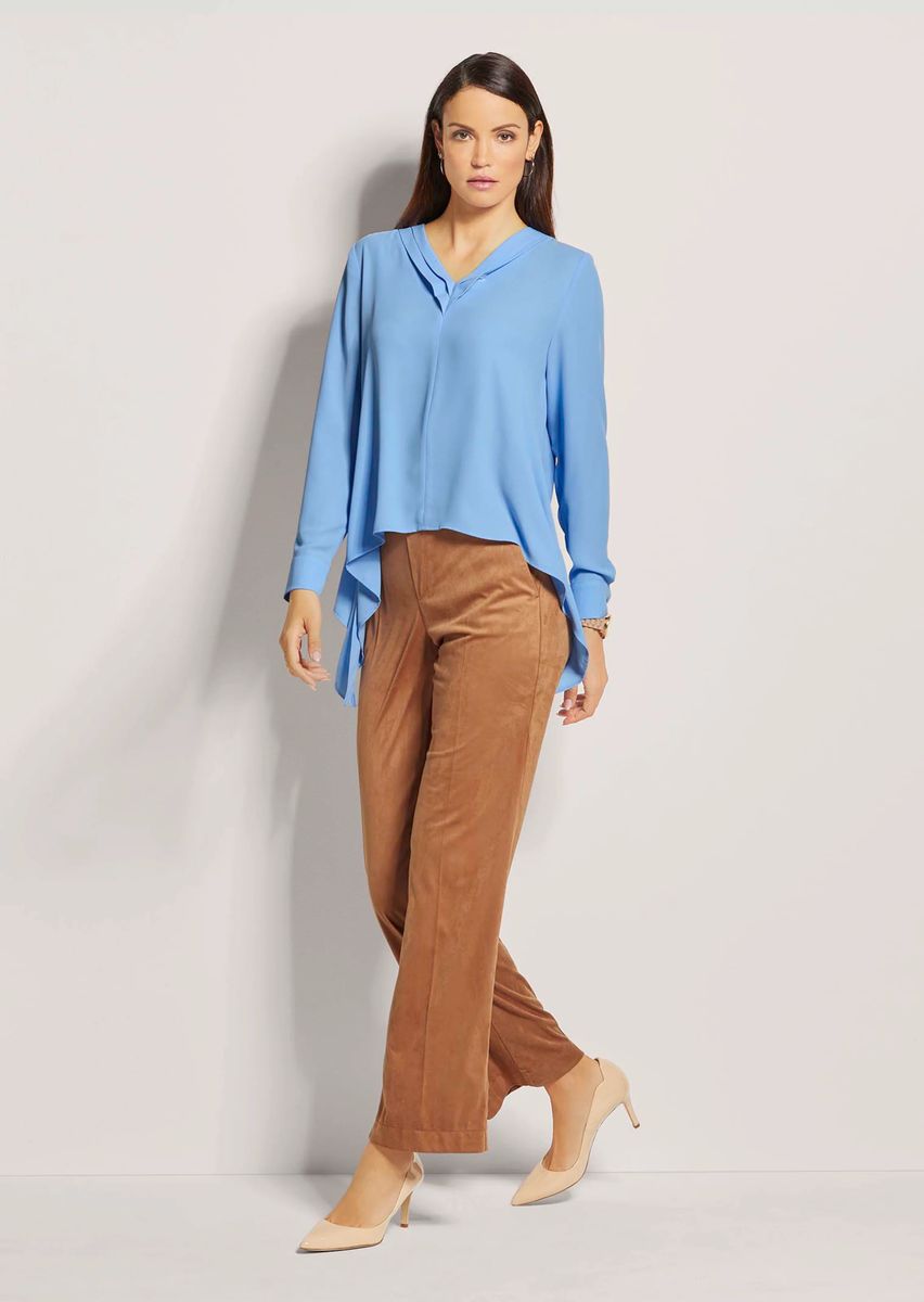 Asymmetrische Tunika-Bluse mit V-Ausschnitt