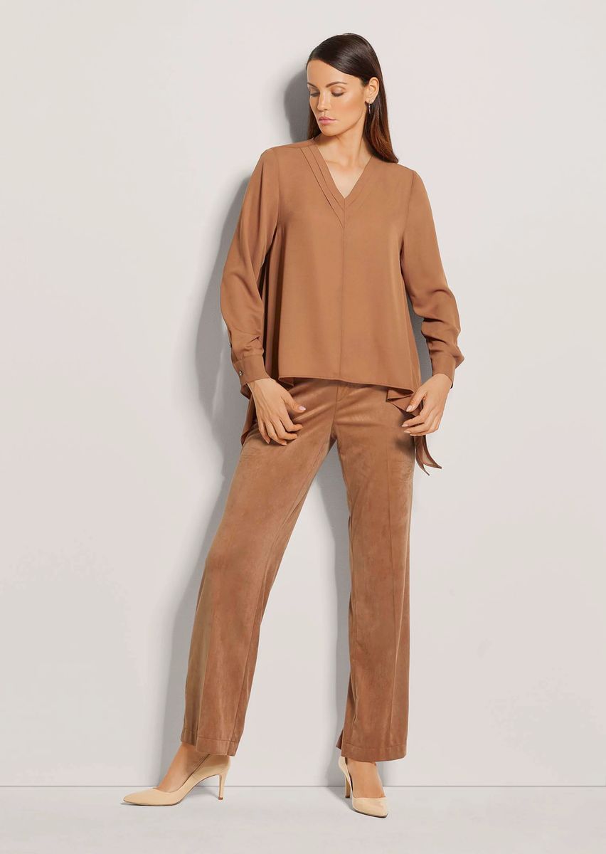 Asymmetrische V-Ausschnitt Tunika-Bluse