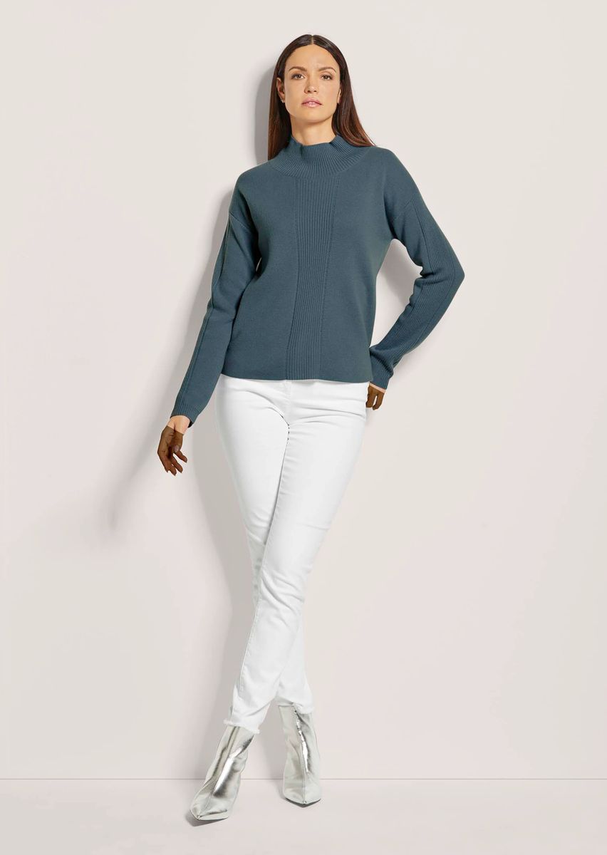 Stehkragen-Pullover mit Cashmere-Anteil
