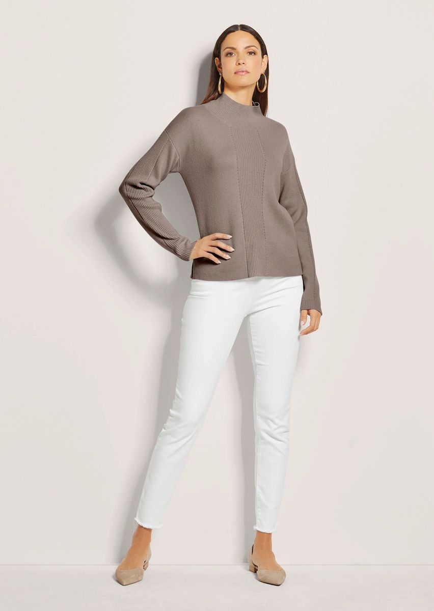 Pointelle-Pullover mit Stehkragen