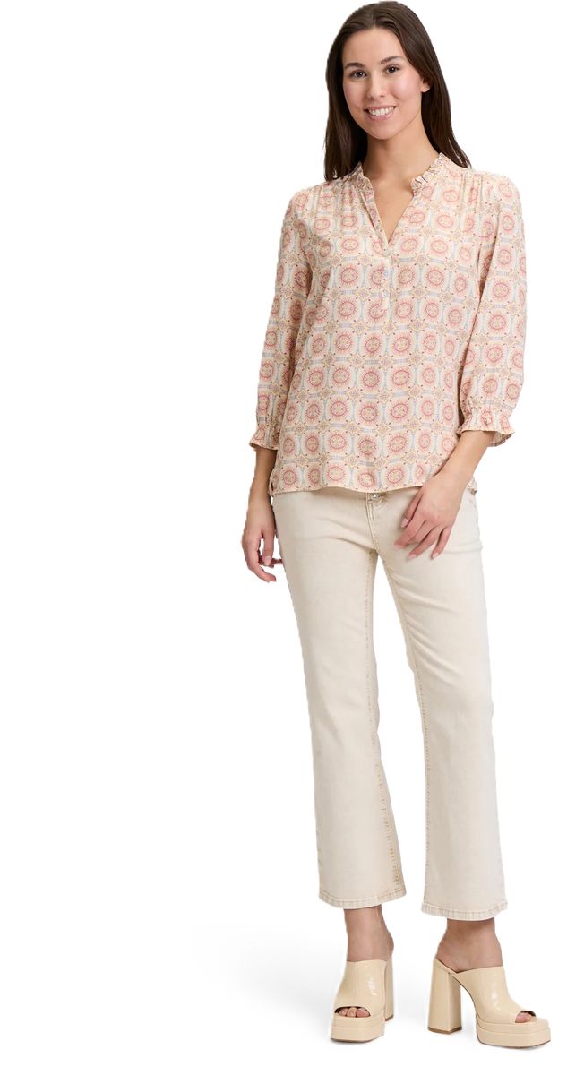 CARTOON Shirtbluse, 3/4-Arm, Split-Neck, für Damen, pink|beige, 34