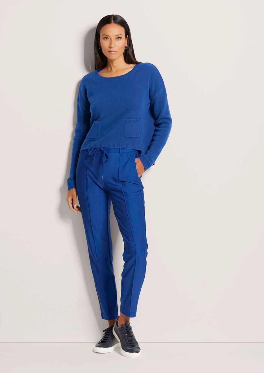 Verkürzter Rundhals-Pullover mit Taschen