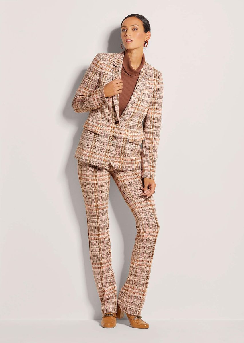 Zweireihiger Jersey-Blazer mit Karomuster