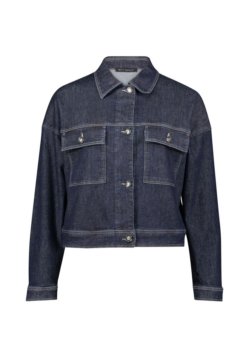 Kurzgeschnittene Jeansjacke in dunkler Waschung