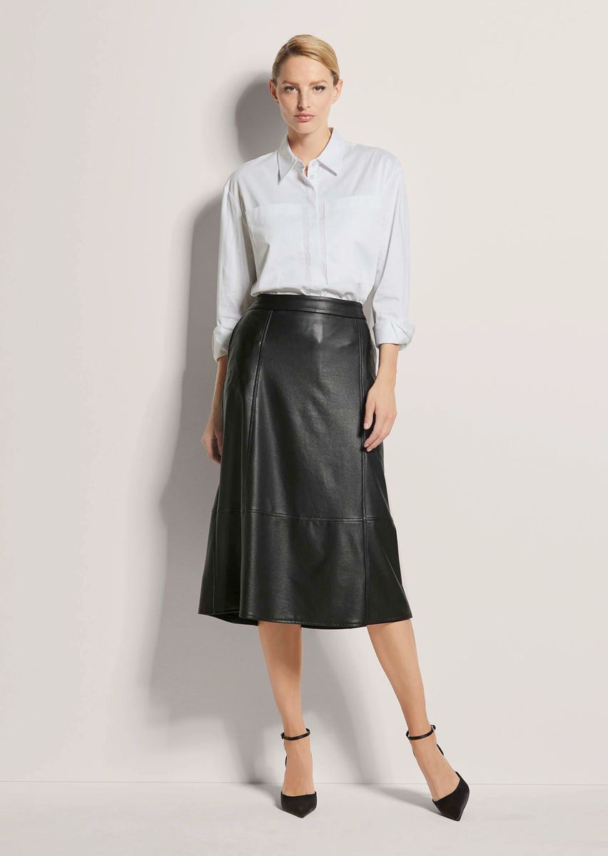 Eleganter Midi-Rock in Lederoptik