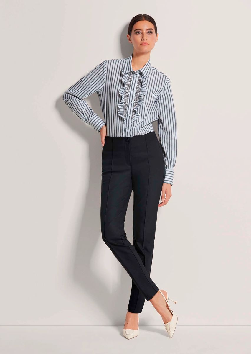Schlanke Stretch-Hose mit Biese