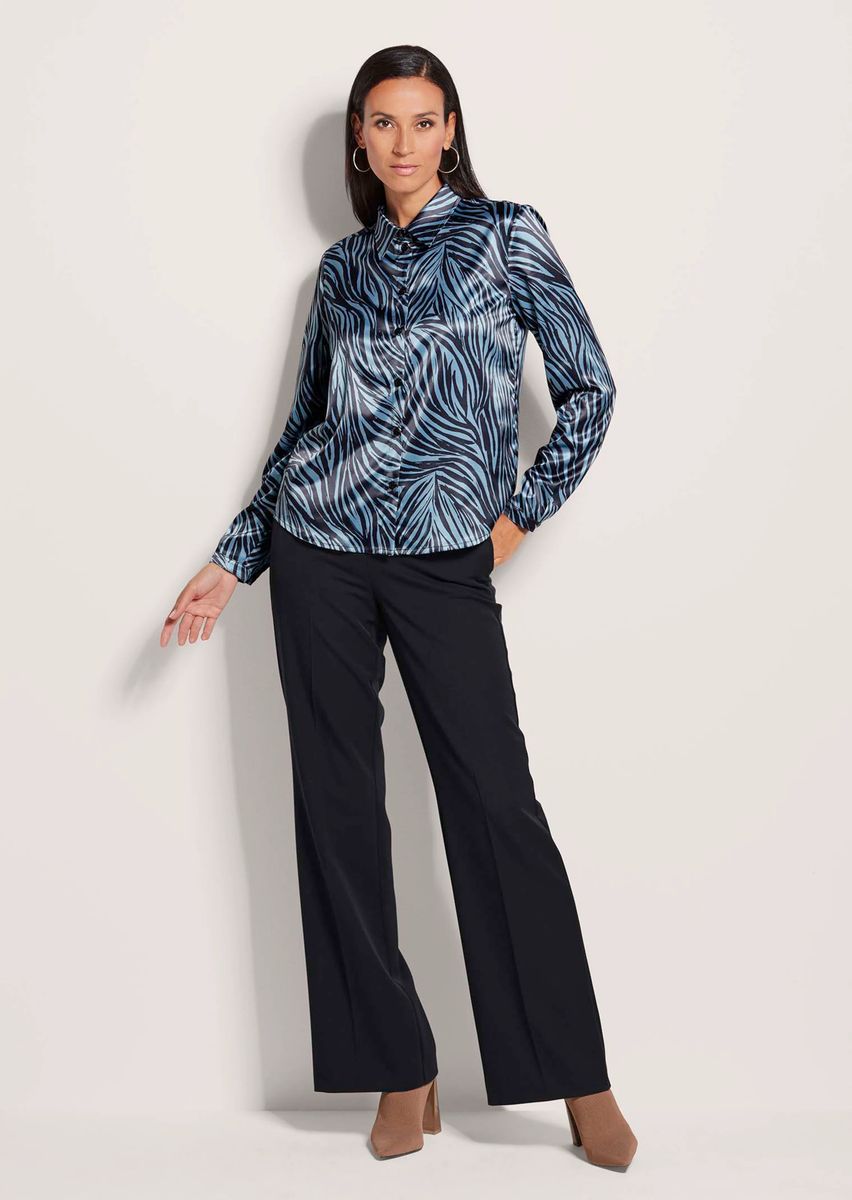 Satinbluse mit Unikat-Zebra-Druck