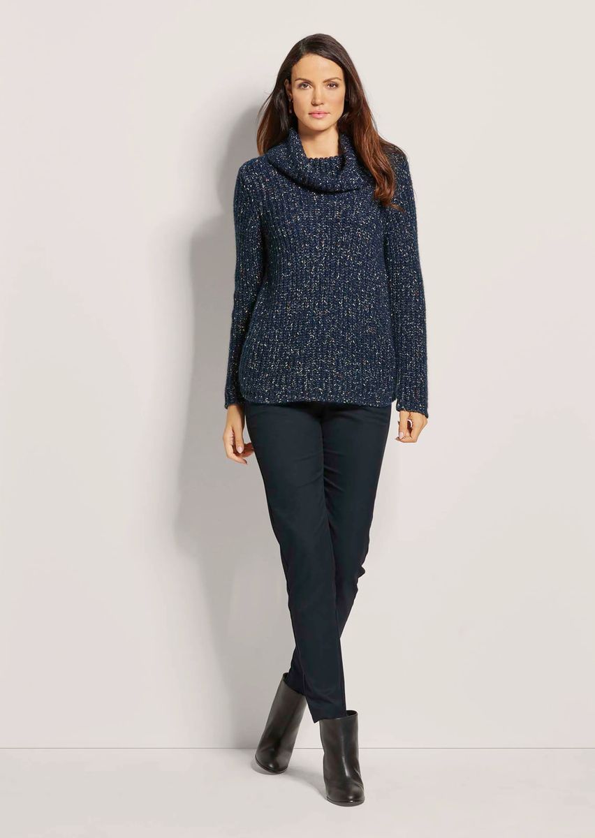 Weicher Melange-Strickpullover mit Rollkragen