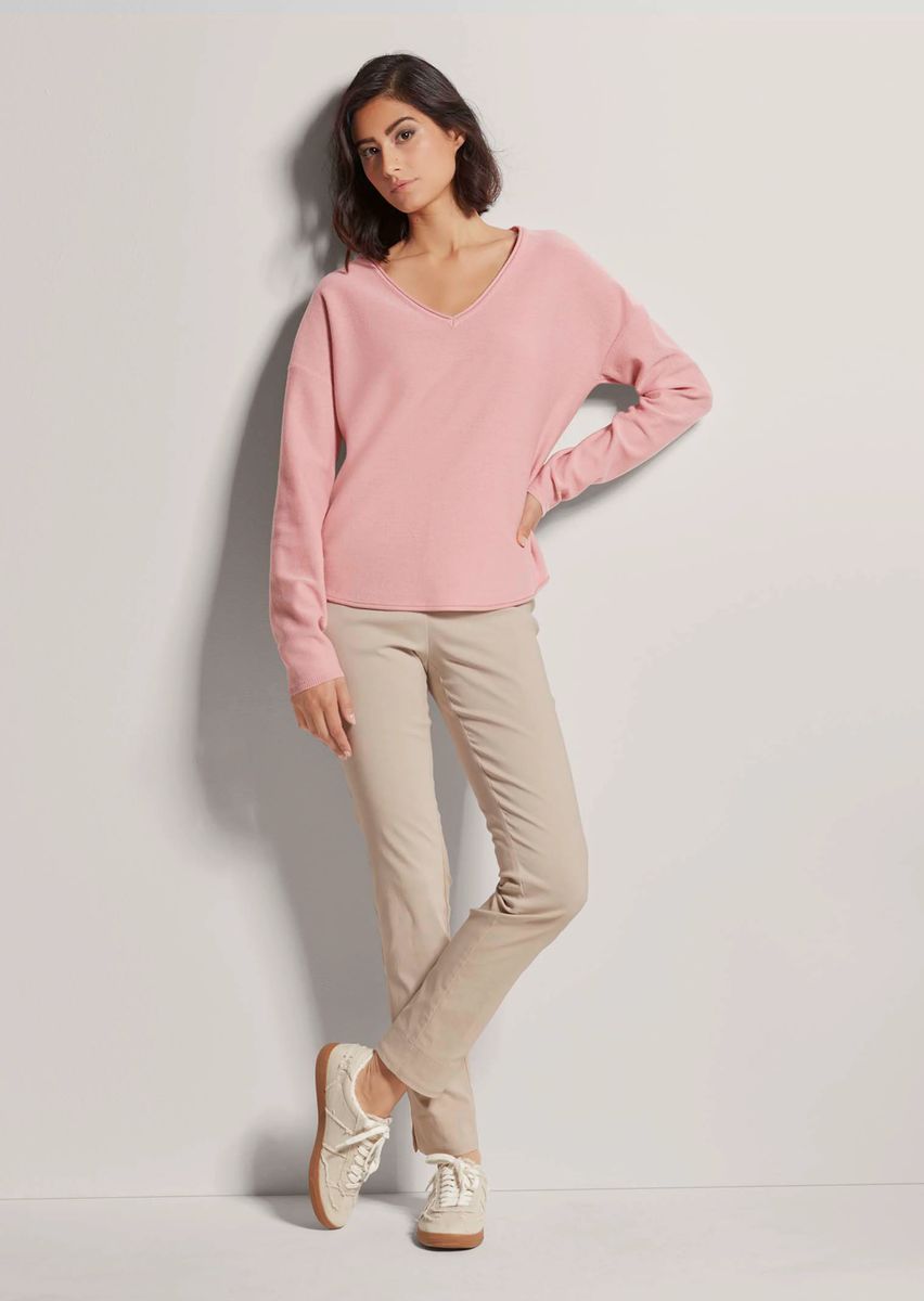 Oversize-V-Pullover mit Kaschmir