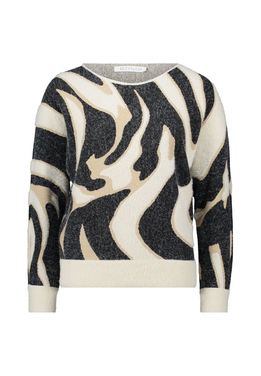 Abstrakter Strickpullover mit Bündchen