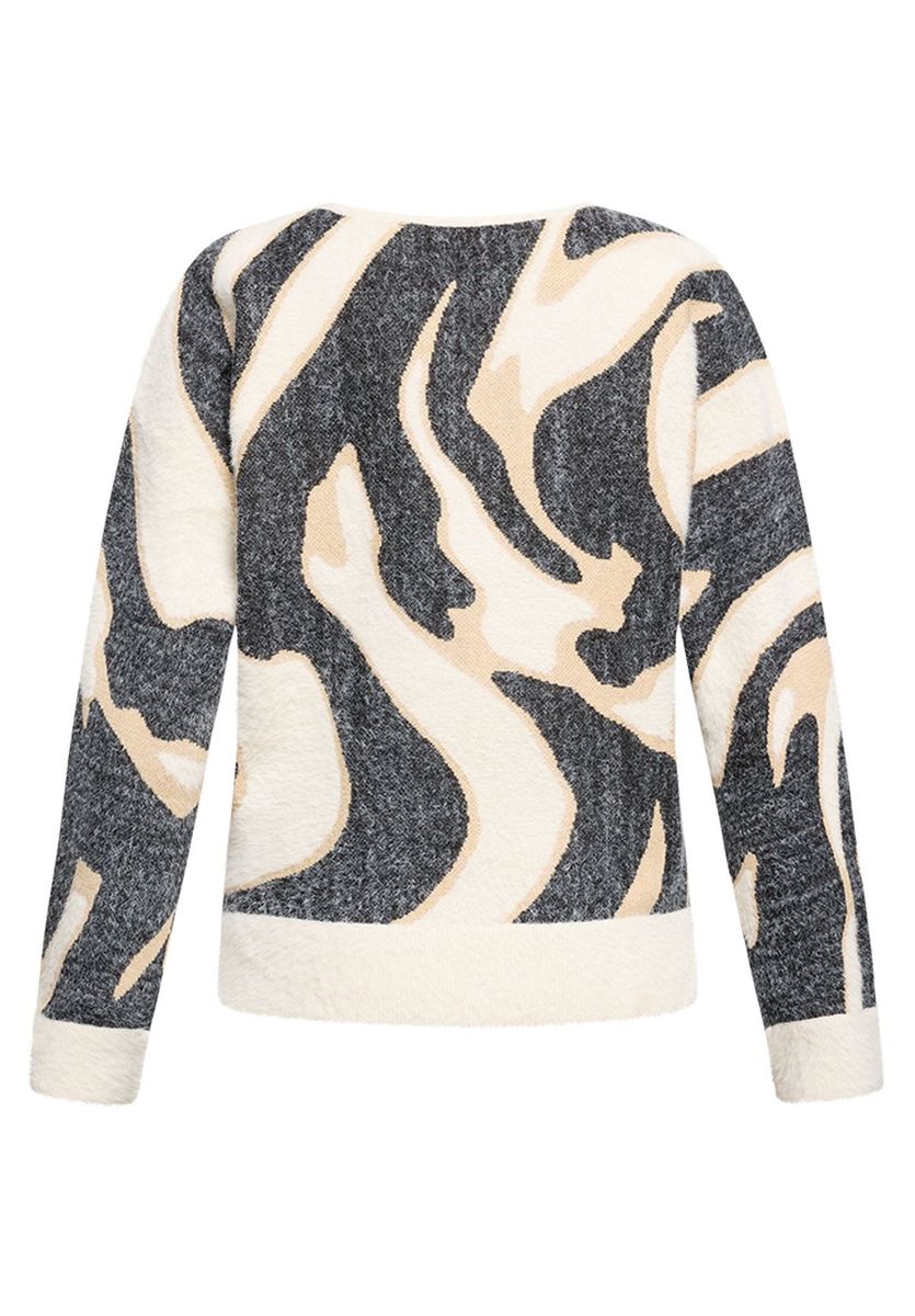 Abstrakter Strickpullover mit Bündchen